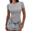 image:imageANRABESS Womens Soft Short Sleeve TShirt Crew Neck Top Slim Fit Basic Tee for Summer Casual Y2k Everyday WearGrey