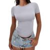 image:imageANRABESS Womens Soft Short Sleeve TShirt Crew Neck Top Slim Fit Basic Tee for Summer Casual Y2k Everyday WearLight Grey