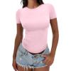 image:imageANRABESS Womens Soft Short Sleeve TShirt Crew Neck Top Slim Fit Basic Tee for Summer Casual Y2k Everyday WearLight Pink