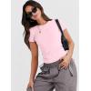image:imageANRABESS Womens Soft Short Sleeve TShirt Crew Neck Top Slim Fit Basic Tee for Summer Casual Y2k Everyday WearLight Pink