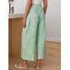 image:imageANRABESS Womens Striped Gingham Palazzo Capri Pants Pajama Wide Leg Lounge Trousers Plaid Cute Crop PJ Bottoms with PocketsGreen White Plaid
