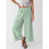 image:imageANRABESS Womens Striped Gingham Palazzo Capri Pants Pajama Wide Leg Lounge Trousers Plaid Cute Crop PJ Bottoms with PocketsGreen White Plaid