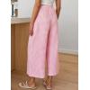 image:imageANRABESS Womens Striped Gingham Palazzo Capri Pants Pajama Wide Leg Lounge Trousers Plaid Cute Crop PJ Bottoms with PocketsPink White Plaid
