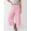 image:imageANRABESS Womens Striped Gingham Palazzo Capri Pants Pajama Wide Leg Lounge Trousers Plaid Cute Crop PJ Bottoms with PocketsPink White Plaid