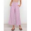 image:imageANRABESS Womens Striped Gingham Palazzo Capri Pants Pajama Wide Leg Lounge Trousers Plaid Cute Crop PJ Bottoms with PocketsRed White Stripe
