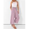 image:imageANRABESS Womens Striped Gingham Palazzo Capri Pants Pajama Wide Leg Lounge Trousers Plaid Cute Crop PJ Bottoms with PocketsRed White Stripe