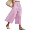 image:imageANRABESS Womens Striped Gingham Palazzo Capri Pants Pajama Wide Leg Lounge Trousers Plaid Cute Crop PJ Bottoms with PocketsRed White Stripe