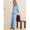 image:imageANRABESS Womens Summer 2 Piece Lounge Sets 34 Sleeve V Neck Top Wide Leg Palazzo Pants Set 2026 Beach Travel OutfitsBright Blue