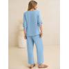 image:imageANRABESS Womens Summer 2 Piece Lounge Sets 34 Sleeve V Neck Top Wide Leg Palazzo Pants Set 2026 Beach Travel OutfitsBright Blue