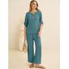 image:imageANRABESS Womens Summer 2 Piece Lounge Sets 34 Sleeve V Neck Top Wide Leg Palazzo Pants Set 2026 Beach Travel OutfitsLake