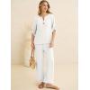 image:imageANRABESS Womens Summer 2 Piece Lounge Sets 34 Sleeve V Neck Top Wide Leg Palazzo Pants Set 2026 Beach Travel OutfitsWhite