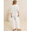 image:imageANRABESS Womens Summer 2 Piece Lounge Sets 34 Sleeve V Neck Top Wide Leg Palazzo Pants Set 2026 Beach Travel OutfitsWhite