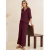 image:imageANRABESS Womens Summer 2 Piece Lounge Sets 34 Sleeve V Neck Top Wide Leg Palazzo Pants Set 2026 Beach Travel OutfitsWine Red
