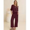 image:imageANRABESS Womens Summer 2 Piece Lounge Sets 34 Sleeve V Neck Top Wide Leg Palazzo Pants Set 2026 Beach Travel OutfitsWine Red