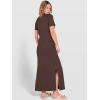 image:imageANRABESS Womens Summer Casual Maxi Dress Short Sleeve Crewneck Split WrinkleFree Travel Long Sundress Beach Vacation ClothesBrown