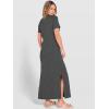 image:imageANRABESS Womens Summer Casual Maxi Dress Short Sleeve Crewneck Split WrinkleFree Travel Long Sundress Beach Vacation ClothesDeep Grey