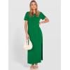 image:imageANRABESS Womens Summer Casual Maxi Dress Short Sleeve Crewneck Split WrinkleFree Travel Long Sundress Beach Vacation ClothesGreen