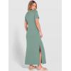 image:imageANRABESS Womens Summer Casual Maxi Dress Short Sleeve Crewneck Split WrinkleFree Travel Long Sundress Beach Vacation ClothesLight Green
