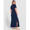 image:imageANRABESS Womens Summer Casual Maxi Dress Short Sleeve Crewneck Split WrinkleFree Travel Long Sundress Beach Vacation ClothesNavy Blue