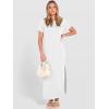 image:imageANRABESS Womens Summer Casual Maxi Dress Short Sleeve Crewneck Split WrinkleFree Travel Long Sundress Beach Vacation ClothesWhite