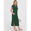 image:imageANRABESS Womens Summer Casual Midi Dresses Short Sleeve Polo V Neck Loose Split WrinkleFree Beach Vacation Tshirt Maxi DressForest Green
