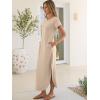 image:imageANRABESS Womens Summer Maxi Dress 2026 Casual Short Sleeve Loose Split WrinkleFree Beach Vacation Long Sundress with PocketsAlmond