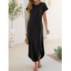 image:imageANRABESS Womens Summer Maxi Dress 2026 Casual Short Sleeve Loose Split WrinkleFree Beach Vacation Long Sundress with PocketsBlack