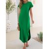 image:imageANRABESS Womens Summer Maxi Dress 2026 Casual Short Sleeve Loose Split WrinkleFree Beach Vacation Long Sundress with PocketsGreen