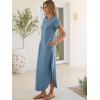 image:imageANRABESS Womens Summer Maxi Dress 2026 Casual Short Sleeve Loose Split WrinkleFree Beach Vacation Long Sundress with PocketsGrey Blue