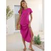 image:imageANRABESS Womens Summer Maxi Dress 2026 Casual Short Sleeve Loose Split WrinkleFree Beach Vacation Long Sundress with PocketsHot Pink
