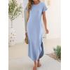 image:imageANRABESS Womens Summer Maxi Dress 2026 Casual Short Sleeve Loose Split WrinkleFree Beach Vacation Long Sundress with PocketsLight Blue