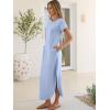 image:imageANRABESS Womens Summer Maxi Dress 2026 Casual Short Sleeve Loose Split WrinkleFree Beach Vacation Long Sundress with PocketsLight Blue