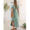 image:imageANRABESS Womens Summer Maxi Dress 2026 Casual Short Sleeve Loose Split WrinkleFree Beach Vacation Long Sundress with PocketsLight Green