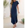 image:imageANRABESS Womens Summer Maxi Dress 2026 Casual Short Sleeve Loose Split WrinkleFree Beach Vacation Long Sundress with PocketsNavy Blue