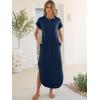 image:imageANRABESS Womens Summer Maxi Dress 2026 Casual Short Sleeve Loose Split WrinkleFree Beach Vacation Long Sundress with PocketsNavy Blue