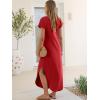 image:imageANRABESS Womens Summer Maxi Dress 2026 Casual Short Sleeve Loose Split WrinkleFree Beach Vacation Long Sundress with PocketsRed
