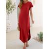 image:imageANRABESS Womens Summer Maxi Dress 2026 Casual Short Sleeve Loose Split WrinkleFree Beach Vacation Long Sundress with PocketsRed
