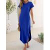 image:imageANRABESS Womens Summer Maxi Dress 2026 Casual Short Sleeve Loose Split WrinkleFree Beach Vacation Long Sundress with PocketsRoral Blue