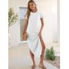 image:imageANRABESS Womens Summer Maxi Dress 2026 Casual Short Sleeve Loose Split WrinkleFree Beach Vacation Long Sundress with PocketsWhite