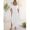 image:imageANRABESS Womens Summer Maxi Dress 2026 Casual Short Sleeve Loose Split WrinkleFree Beach Vacation Long Sundress with PocketsWhite