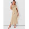 image:imageANRABESS Womens Summer Maxi Dress Casual Crew Neck Tie Waist Split WrinkleFree Fit Long Fashion Vacation Dresses 2026 SpringApricot