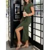 image:imageANRABESS Womens Summer Maxi Dress Casual Crew Neck Tie Waist Split WrinkleFree Fit Long Fashion Vacation Dresses 2026 SpringArmy Green