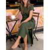 image:imageANRABESS Womens Summer Maxi Dress Casual Crew Neck Tie Waist Split WrinkleFree Fit Long Fashion Vacation Dresses 2026 SpringArmy Green