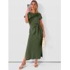 image:imageANRABESS Womens Summer Maxi Dress Casual Crew Neck Tie Waist Split WrinkleFree Fit Long Fashion Vacation Dresses 2026 SpringArmy Green