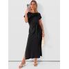 image:imageANRABESS Womens Summer Maxi Dress Casual Crew Neck Tie Waist Split WrinkleFree Fit Long Fashion Vacation Dresses 2026 SpringBlack