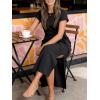 image:imageANRABESS Womens Summer Maxi Dress Casual Crew Neck Tie Waist Split WrinkleFree Fit Long Fashion Vacation Dresses 2026 SpringBlack