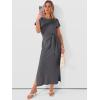 image:imageANRABESS Womens Summer Maxi Dress Casual Crew Neck Tie Waist Split WrinkleFree Fit Long Fashion Vacation Dresses 2026 SpringDeep Grey
