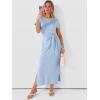 image:imageANRABESS Womens Summer Maxi Dress Casual Crew Neck Tie Waist Split WrinkleFree Fit Long Fashion Vacation Dresses 2026 SpringLight Blue