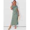 image:imageANRABESS Womens Summer Maxi Dress Casual Crew Neck Tie Waist Split WrinkleFree Fit Long Fashion Vacation Dresses 2026 SpringLight Green