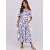image:imageANRABESS Womens Summer Maxi Dresses Casual Ruffle Short Sleeve V Neck Flowy Tiered 2026 Spring T Shirts Beach Boho DressBlue Orange Floral